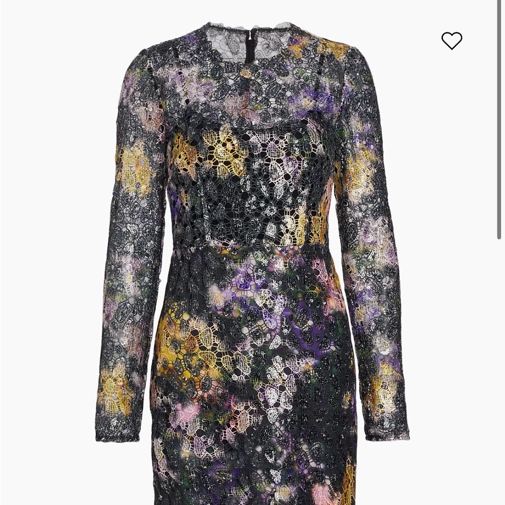 BRAND NEW WITH TAGS ML Monique Lhuillier Jenna Floral Lace Long-Sleeve Minidress